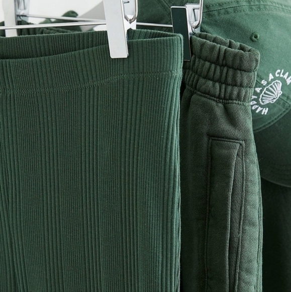 Aerie | High Waisted Variegated Rib Cropped Kick Flare Pants Green Womens Large - Picture 4 of 9